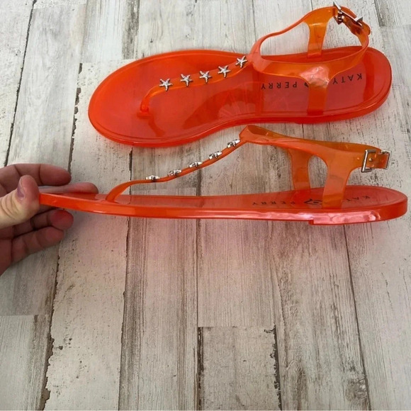 Katy Perry Orange Starfish Studded T-Strap Geli Sandals Size 8 Casual - Picture 7 of 12